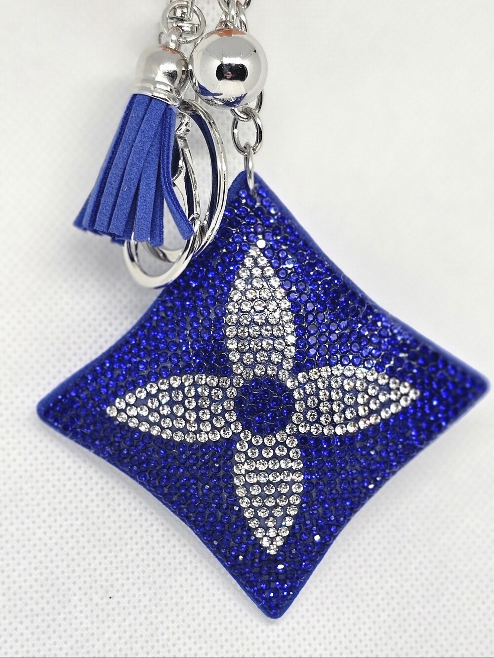 Blue Rhinestone Monogram Bag/Key Charm - Picture 2 of 2